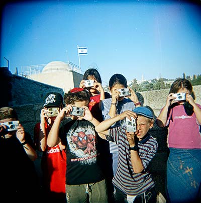 kids with cameras in Jerusalem